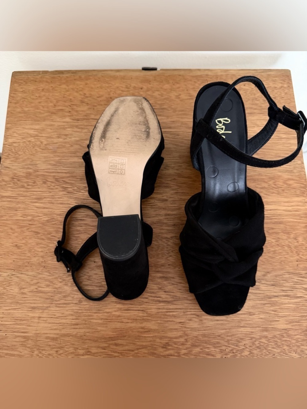 Boden Black Block Heel Sandals with Ankle Strap - Picture 8 of 8